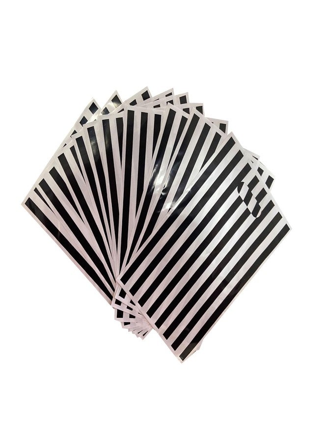 LYK 30-Piece Black & White Striped Treat Bags - Plastic Circus Carnival Party Candy & Goodie Bags for Kids' Birthday Parties - Image 1